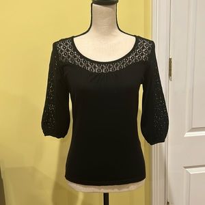 August Silk crochet detail top, size S Black